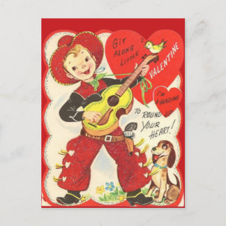 Retro Vintag Cowboy mit Guitar Valentinstag Feiertagspostkarte