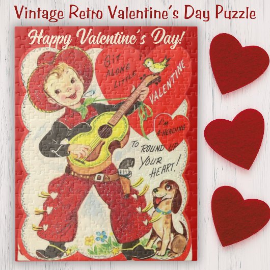 Retro Vintag Cowboy mit Guitar Valentinstag Puzzle
