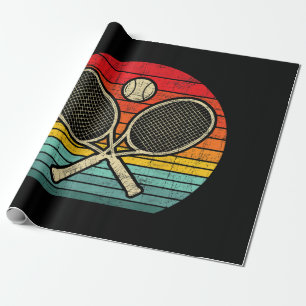 Retro Vintag Crossed Tennis Racket - Sporthafen Geschenkpapier