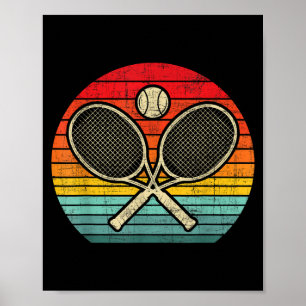 Retro Vintag Crossed Tennis Racket - Sporthafen Poster