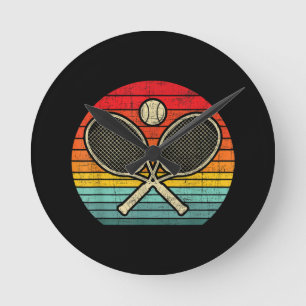 Retro Vintag Crossed Tennis Racket - Sporthafen Runde Wanduhr