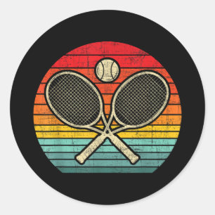 Retro Vintag Crossed Tennis Racket - Sporthafen Runder Aufkleber