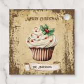Retro Vintag Cupcake Frohe Weihnachten Geschenkanhänger (Rückseite)