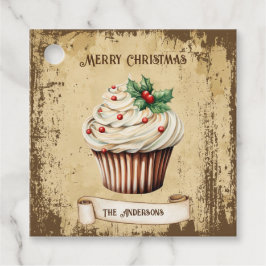 Retro Vintag Cupcake Frohe Weihnachten Geschenkanhänger
