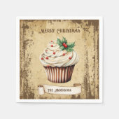 Retro Vintag Cupcake Frohe Weihnachten Serviette (Vorderseite)