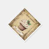 Retro Vintag Cupcake Frohe Weihnachten Serviette (Ecke)