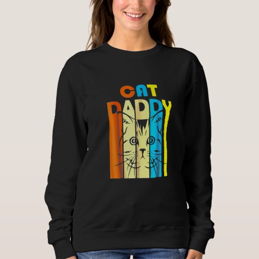Retro Vintag Daddy Cat Fatherday Sweatshirt (Vorderseite)