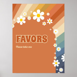 Retro Vintag Daisy Favors Rainbow Daisy Poster