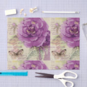 Retro Vintag Decoupage Lila Floral Butterfly Seidenpapier (Handwerk)