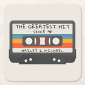 Retro Vintag die Beste Cassette Hochzeit Rechteckiger Pappuntersetzer (Vorderseite)