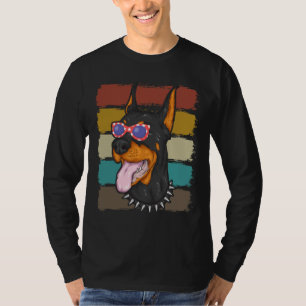 Retro Vintag Doberman Dog American Flag T-Shirt