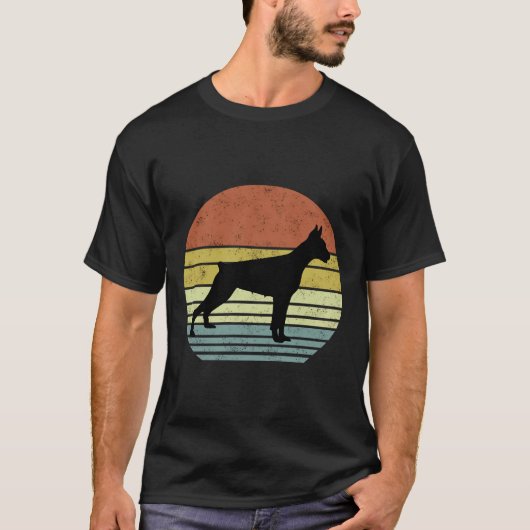 Retro Vintag Doberman Silhouette T-Shirt (Vorderseite)