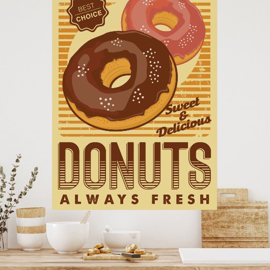 Retro Vintag Donuts Business Poster (Küche)
