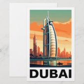 Retro Vintag Dubai UAE Skyline Briefpapier (Vorne/Hinten)