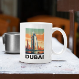 Retro Vintag Dubai UAE Skyline Kaffeetasse