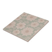 Retro Vintag Dusty Blue Pink Floral Fliese (Seite)