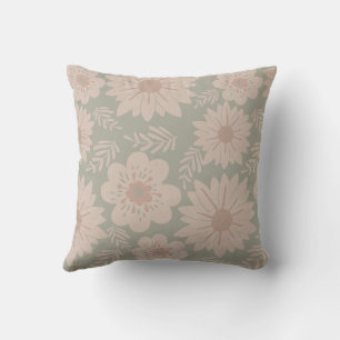 Retro Vintag Dusty Blue Pink Floral Kissen
