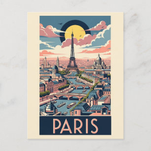 Retro Vintag Eiffel Tower Paris Frankreich Postkarte