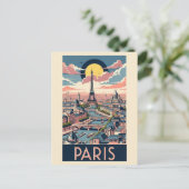 Retro Vintag Eiffel Tower Paris Frankreich Postkarte (Stehend Vorderseite)