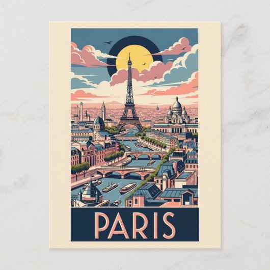 Retro Vintag Eiffel Tower Paris Frankreich Postkarte (Vorderseite)