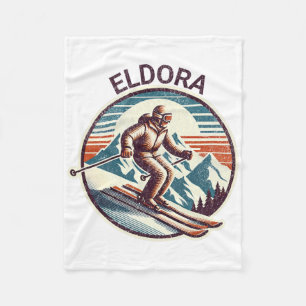 Retro Vintag Eldora Colorado Ski Resort Winter Sk Fleecedecke
