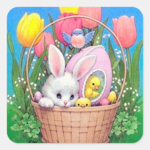 Retro Vintag Esater Bunny Holiday Aufkleber