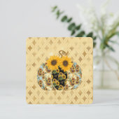Retro Vintag Fall Sunflower Pumpkin Flat Card (Stehend Vorderseite)