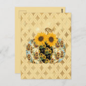 Retro Vintag Fall Sunflower Pumpkin Karte (Vorne/Hinten)
