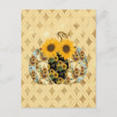 Retro Vintag Fall Sunflower Pumpkin Karte (Vorderseite)