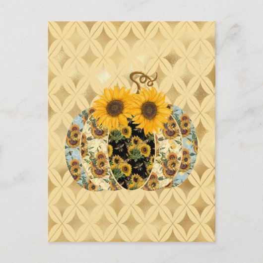 Retro Vintag Fall Sunflower Pumpkin Karte (Vorderseite)