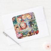 Retro-Vintag-Ferienkinder Quadratischer Aufkleber (Umschlag)