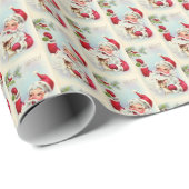 Retro Vintag festliche Weihnachten hello Weihnacht Geschenkpapier (Rolleneckpunkt)