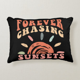Retro Vintag Forever Jagen Sunsets Sommerferien Dekokissen