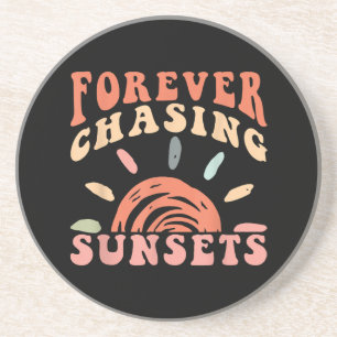 Retro Vintag Forever Jagen Sunsets Sommerferien Getränkeuntersetzer