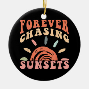 Retro Vintag Forever Jagen Sunsets Sommerferien Keramik Ornament