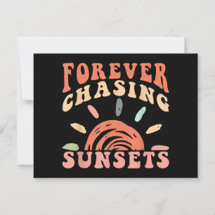 Retro Vintag Forever Jagen Sunsets Sommerferien Postkarte