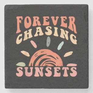 Retro Vintag Forever Jagen Sunsets Sommerferien Steinuntersetzer