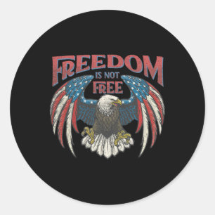 Retro Vintag Freedom is not free eagle USA Flag 4 Runder Aufkleber