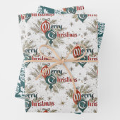 Retro Vintag Frohe Weihnachten Geschenkpapier Set (Beispiel)