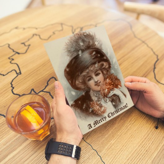 Retro Vintag frohe Weihnachten Schöne Dame