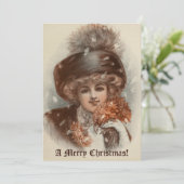 Retro Vintag frohe Weihnachten Schöne Dame (Stehend Vorderseite)