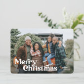 Retro Vintag Frohe Weihnachts-Fotokarte Feiertagskarte (Stehend Vorderseite)