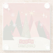Retro/Vintag Frohe Weihnachtsbaum Glasuntersetzer (Rückseite)
