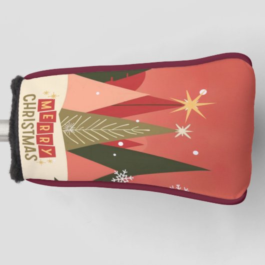 Retro/Vintag Frohe Weihnachtsbaum Golf Headcover (Vorderseite)