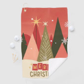 Retro/Vintag Frohe Weihnachtsbaum Golfhandtuch (Insitu)