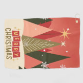 Retro/Vintag Frohe Weihnachtsbaum Golfhandtuch (Horizontal)