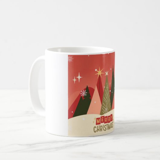 Retro/Vintag Frohe Weihnachtsbaum Kaffeetasse (Vorderseite Links)