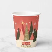Retro/Vintag Frohe Weihnachtsbaum Pappbecher (Rückseite)