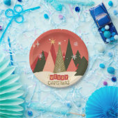 Retro/Vintag Frohe Weihnachtsbaum Pappteller (Party)