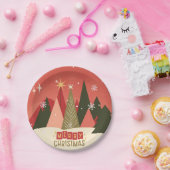 Retro/Vintag Frohe Weihnachtsbaum Pappteller (Party)